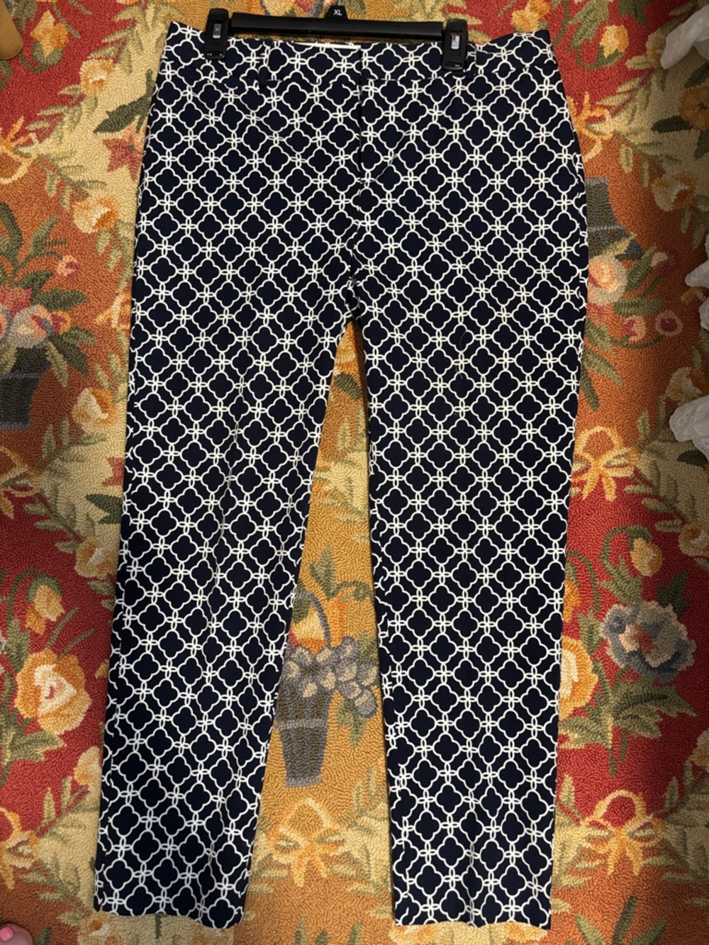 Navy Geometric Print Pants